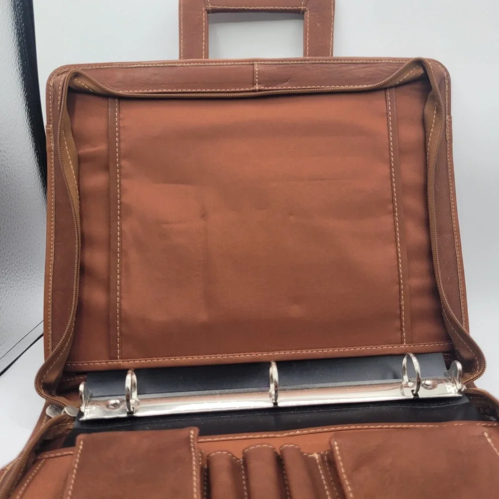 Piel Leather Full-Grain‎ Leather Three-Ring Binder Saddle Briefcase